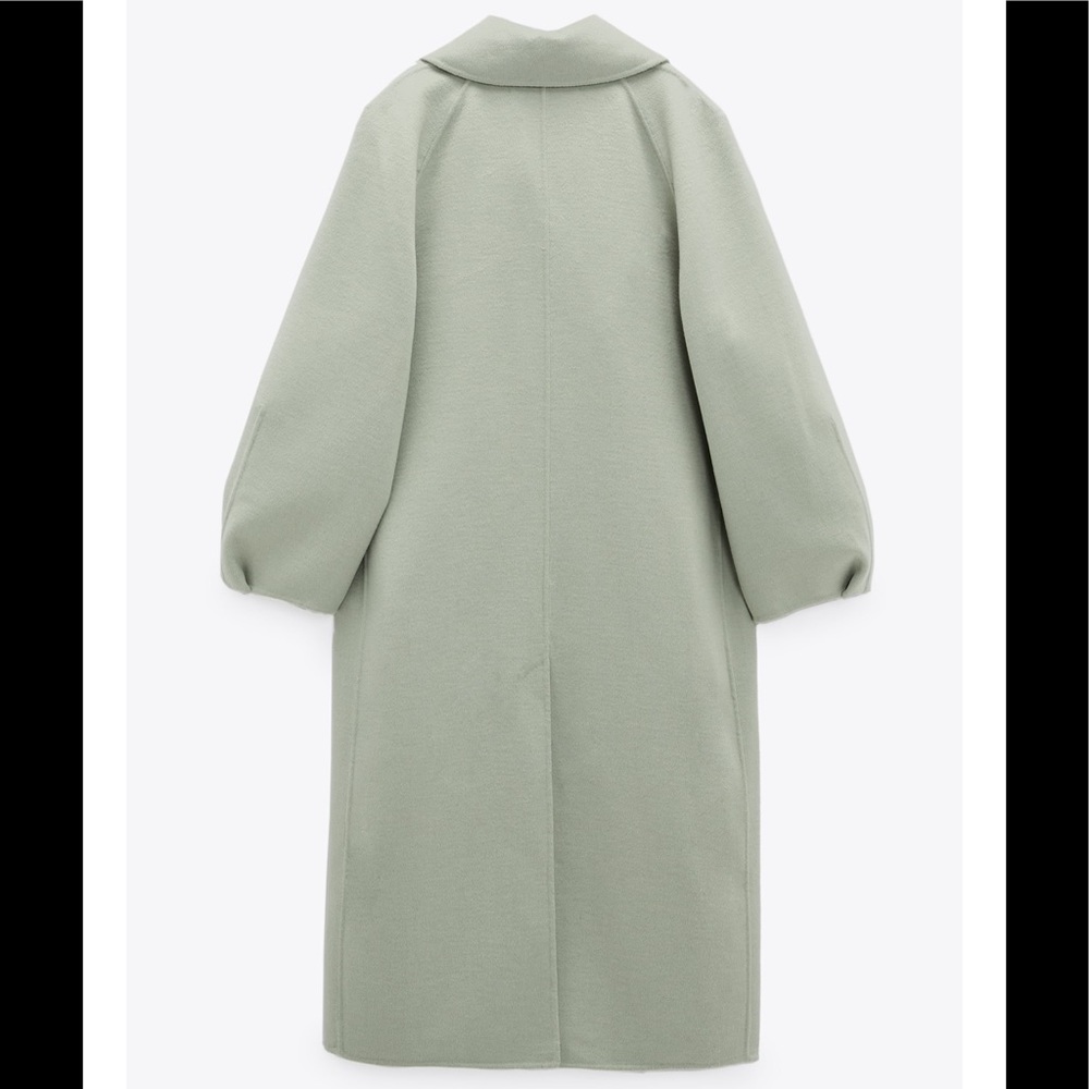 NWT ZARA Wool Blend Oversized Coat Green L - Picture 6 of 9